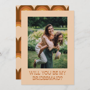 Groovy Retro 70s Bridesmaid Proposal Photo Card