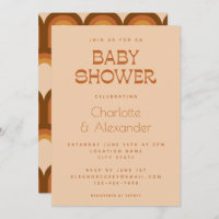 Groovy Retro 70s Design Brown Couples Baby Shower Invitation