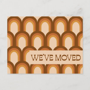 Groovy Retro 70s Design Brown New Address We Moved Postcard