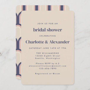 Groovy Retro 70s Design in Beige Bridal Shower Invitation