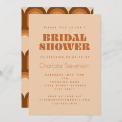 Groovy Retro 70s Design in Brown Bridal Shower Inv Invitation