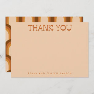Groovy Retro 70s Design in Brown Wedding Names Thank You Card