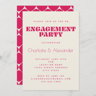 Groovy Retro 70s Design in Red Engagement Party Invitation