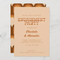 Groovy Retro 70s Design Tan Engagement Host Party