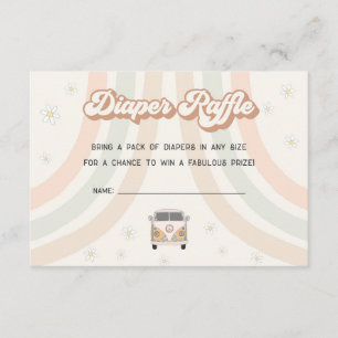 groovy retro 70s diaper raffle invitation insert