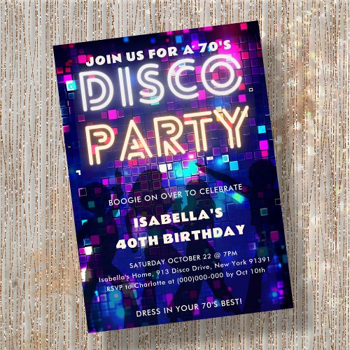 Groovy Retro 70s Disco Party Birthday Invitation