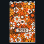 Groovy Retro 70s Floral 2025 Brown and Orange Calendar<br><div class="desc">Groovy Retro 70s Floral 2025 Brown and Orange. With its nostalgic 60s 70s vintage-aesthetic floral pattern and 1970s colors,  this hanging wall calendar makes a great gift or addition to any room or office. Perks up any space with its flower power vibe. By Kierkegaard Design Studio.</div>