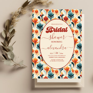 Groovy Retro 70s Floral Bridal Shower Invitation