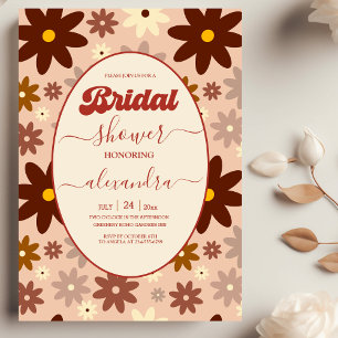 Groovy Retro 70s Floral Bridal Shower Invitation