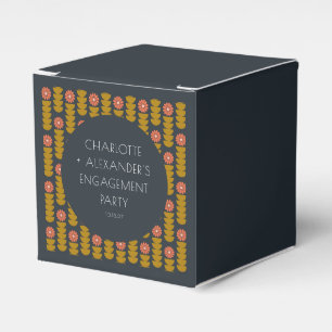 Groovy Retro 70s Floral Custom Engagement Party Favor Boxes
