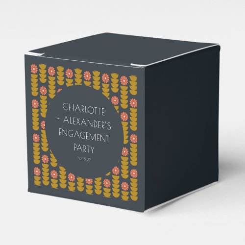 Groovy Retro 70s Floral Custom Engagement Party  Favor Boxes