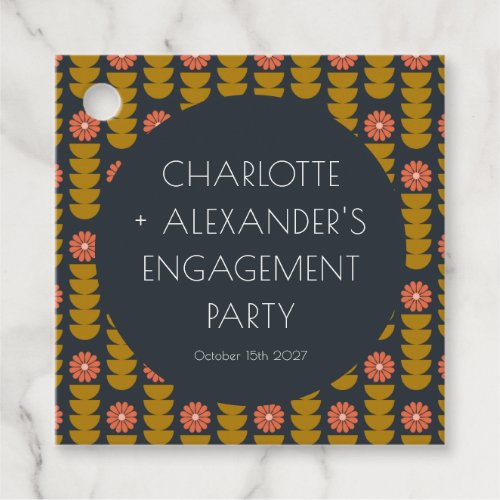 Groovy Retro 70s Floral Trendy Engagement Party  Favor Tags