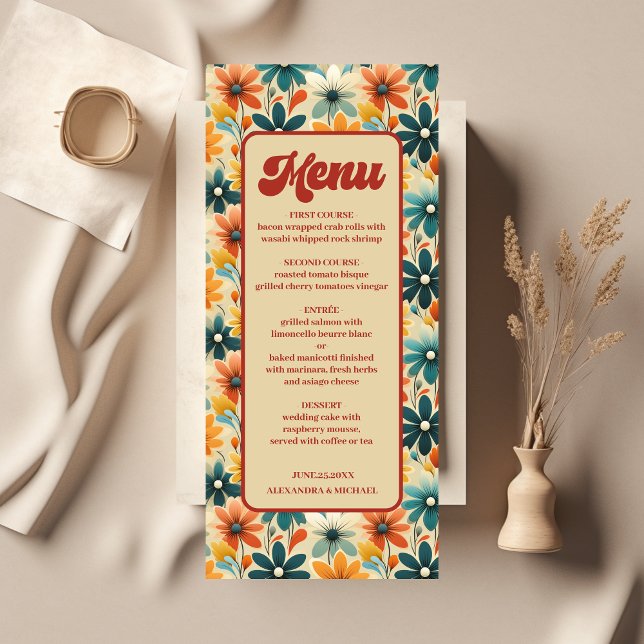 Groovy Retro 70s Floral Wedding Menu (Creator Uploaded)