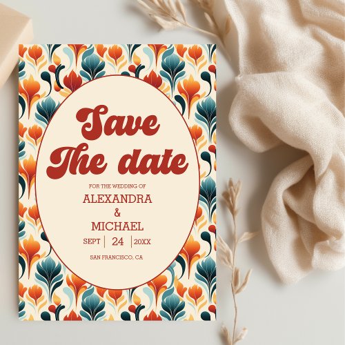 Groovy Retro 70s Floral Wedding Save The Date
