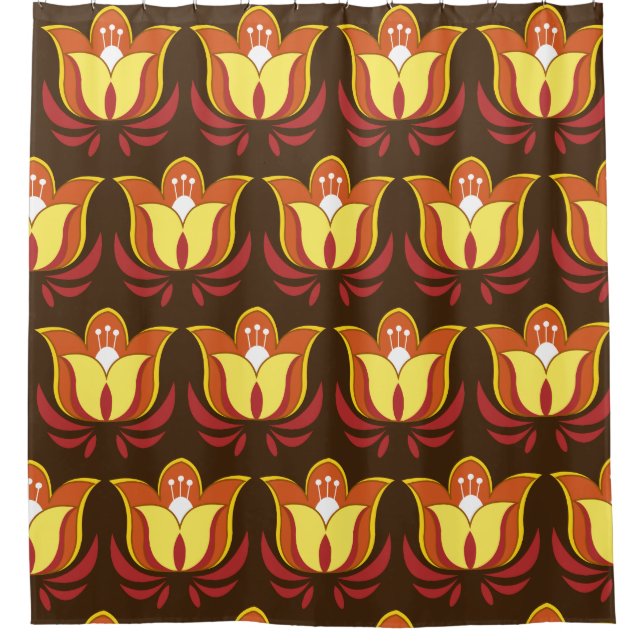 Groovy Retro 70s Flowers Shower Curtain (Front)