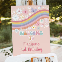 Groovy Retro 70s Hippie Flower Birthday Welcome Foam Board