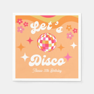 Groovy Retro 70s Let's Disco Any Age Birthday Napkins
