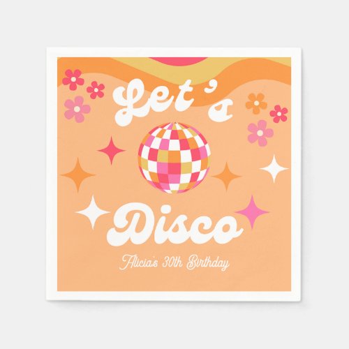 Groovy Retro 70s Lets Disco Any Age Birthday Napkins