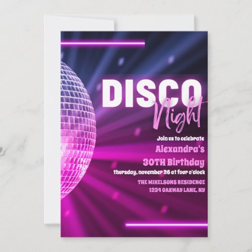 Groovy Retro 70s Lets Disco Birthday Party Invitation