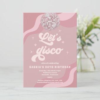 Groovy Retro 70s Let's Disco Birthday Party Invitation | Zazzle