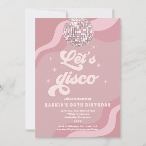 Groovy Retro 70s Let's Disco Birthday Party Invitation | Zazzle