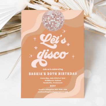Groovy Retro 70s Let's Disco Birthday Party Invitation