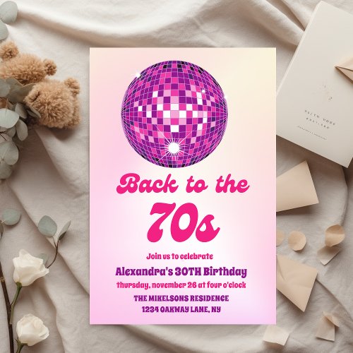 Groovy Retro 70s Lets Disco Birthday Party Invitation