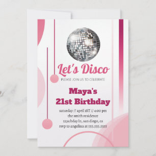 Groovy Retro 70s Let's Disco Birthday Party Invitation