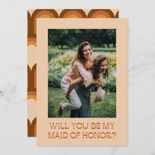 Groovy Retro 70s Maid of Honor Proposal Photo Card