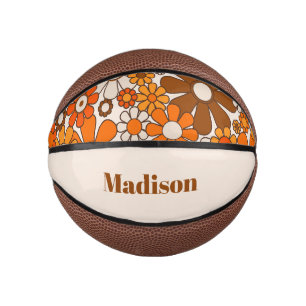 Groovy Retro 70s Personalized for Her Floral Mini Basketball