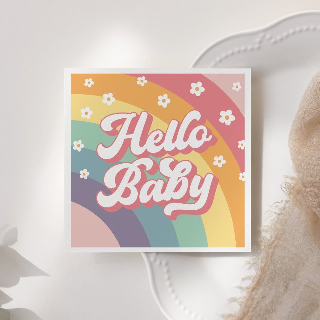 Groovy Retro 70s Rainbow Baby Shower Napkins (Creator Uploaded)