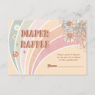 Groovy Retro 70s Rainbow Diaper Raffle Enclosure Card