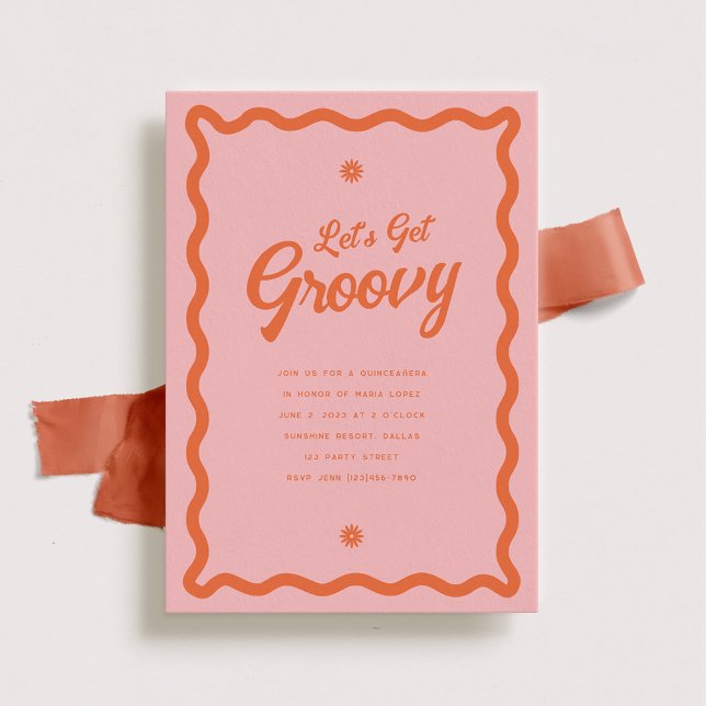 Groovy Retro 70s-Themed Daisy Quinceañera Invitation (Creator Uploaded)