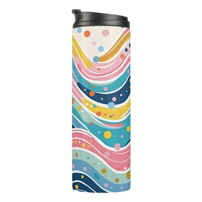 Groovy Retro 70s Wavy Abstract Pattern Thermal Tumbler (Rotated Right)