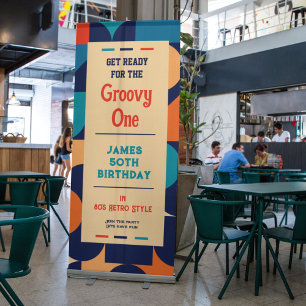 Groovy Retro 80's Party Retractable Banner