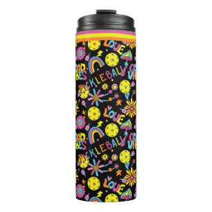 Groovy, retro 90s, black thermal tumbler