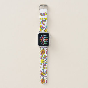 Groovy, retro 90s, white apple watch band