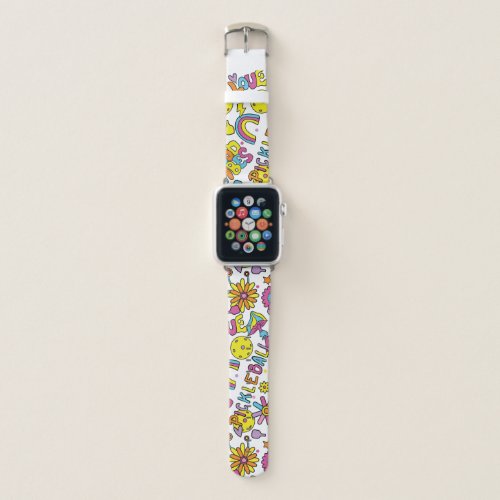 Groovy retro 90s white apple watch band