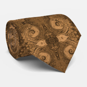 Groovy Retro Abstract Black and Brown Swirl Neck Tie