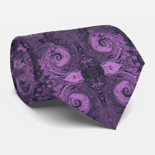 Groovy Retro Abstract Pink and Black Swirl Neck Tie