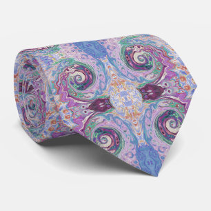 Groovy Retro Abstract Purple and Brown Swirl Neck Tie
