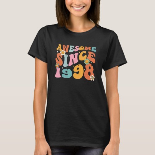 Groovy Retro Awesome Since 1998 24 Years Old 24th  T_Shirt