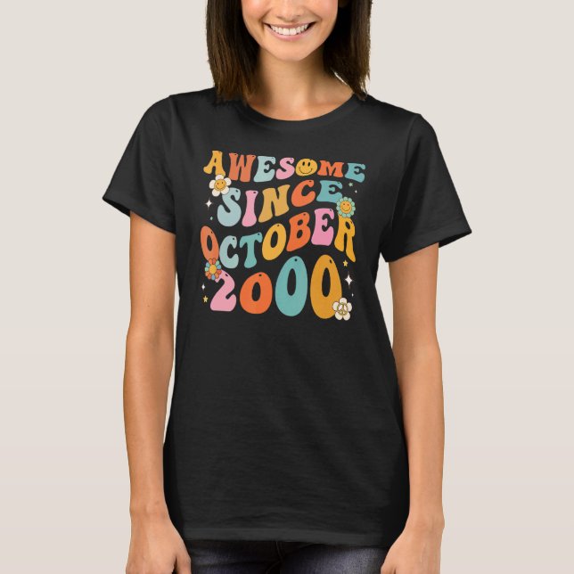 Groovy Retro Awesome Since 2000 22 Years Old 22th  T-Shirt (Front)
