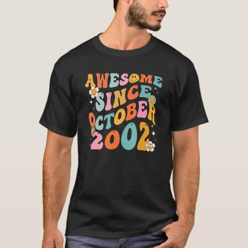 Groovy Retro Awesome Since 2002 20 Years Old 20th  T_Shirt
