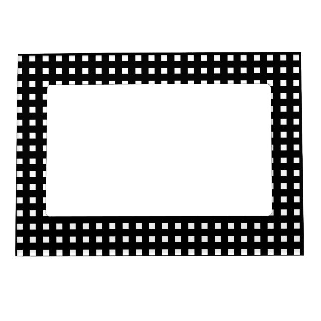 Groovy Retro B W Check Magnetic Picture Frame (Front)