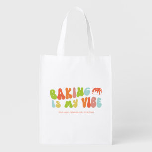 Groovy Retro Baking is My Vibe, Baker Grocery Bag