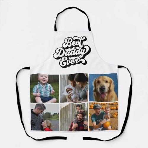 Groovy Retro Best Daddy Ever Nine Photo Apron