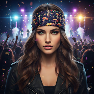 Groovy Retro Bioluminescent Mushroom Bandana