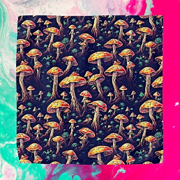 Groovy Retro Bioluminescent Mushroom Bandana