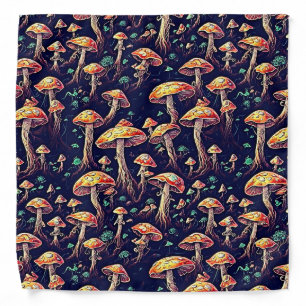 Groovy Retro Bioluminescent Mushroom Bandana